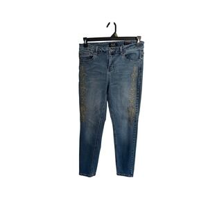 Earl Jeans Skinny Ankle Jeans Womens 10 Embellished Boho Y2K Stretch Denim Blue